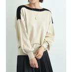 ニット セーター ボートネック配色