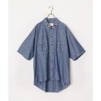 ショッピングレディ 夏 シャツ CAL O LINE/キャルオーライン KENDAI CHAMBRAY S/S SHIRT シャツ 刺繍 シャンブレーシャツ メンズ レディー