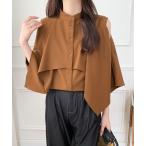 ブラウス シャツ ケープデザインラッフルカラーシャツブラウス レディース