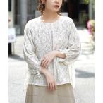 ブラウス シャツ 線画花柄ブラウス レディース