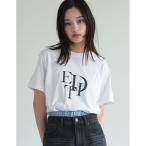 tシャツ 「華奢見えが叶う」「着た瞬間ひんやり」「接触冷感」「UVカット」スタックロゴプリントTシャツ レディース