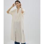 シャツ ブラウス 「NIPPON CULTURE」高島ちぢみロングスリットエフォートレスガウン/ワンピース レディース