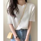 tシャツ リブサマーニット地T レディース