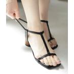 サンダル Tストラップサークルヒールサンダル レディース