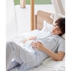 マタニティ 「セット」吸汗速乾　快適ストライプカットソー半袖パジャマ上下セット