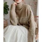 ニット セーター 「JaVaジャバコラボ」存在感のある旬なitem。カラーネップタートルネックボーダーニット レディース