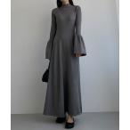 ワンピース ベルスリーブフレアニットワンピース