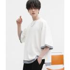 tシャツ 半袖フェイクレイヤードオーバーサイズポンチTシャツ メンズ レディース