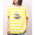tシャツ EMAGO くじらパッチワーク刺繍ドルマン半袖Tシャツ レディース