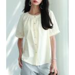 カーディガン 「綿100％」クルーネックボタンブラウス レディース