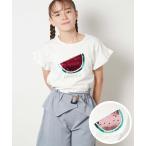 tシャツ Tシャツ キッズ 「100-130」袖フリルスパンコールＴシャツ