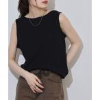 タンクトップ ノースリーブ atONE ボートネックワッフルタンクトップ レディース