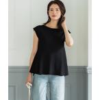 タンクトップ ノースリーブ バックパールペプラムニットタンクトップ レディース