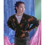 カーディガン ムラ染めパフスリーブカーディガン レディース