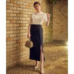 ワンピース 「結婚式」レースドッキングスリットドレス