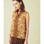 ブラウス シャツ オーナメントプリントレースノースリーブ レディース