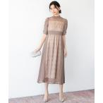 ドレス レース×オーガンジーサイドプリーツチェック フレア ロング 結婚式 ワンピース パーティードレス オケージョンドレス お呼ばれ 二次会 成人式