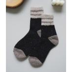 ショッピング靴下 靴下 ストライプ テリー ウール混 あったか ソックス / カシミヤ混ソックス # レディース