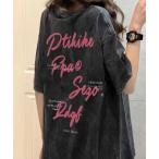 tシャツ 英文字ロゴプリント半袖Tシャツ レディース