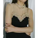 タンクトップ Heart frill sheer switch ノースリーブブラトップ レディース