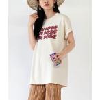 tシャツ ロゴプリント ロールアップTEE レディース