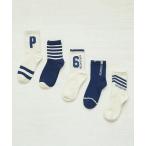 靴下 キッズ アソートロゴ＆ラインソックス５Ｐセット