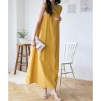 ワンピース バックリボンノースリーブ Aライン マキシ丈 ワンピース