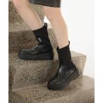 ブーツ 「抗菌防臭」タンクソールサイドニットブーツ レディース