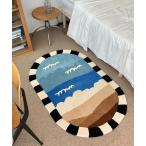 ラグ ラグマット aimoha　home手描き風楕円形ラグ