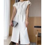 ワンピース フロントジップスリットワンピ