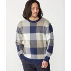 セーター ニット SHIPS_「手洗い可能」コットン カシミヤ チェック クルーネック ニット メンズ