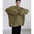 ニット セーター モヘアライクドロップ編みオーバーニット レディース
