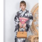 浴衣 浴衣セット レディース レトロ モノトーン×朝顔 ゆかた3点セット (浴衣 作り帯 下駄) かわいい レディース
