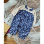 ベビー服 ロンパース ケーブルジャガード花柄ドッキングオール