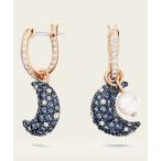 ピアス 「公式」「スワロフスキー」Sublima ドロップピアス， アシンメトリーデザイン， 月， マルチカラー， ローズゴールドトーン・プレーティン