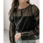 シャツ ブラウス ドットシアーパワショルブラウス レディース