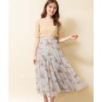 スカート ぼかし花柄シャイニースカート