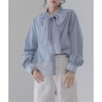 ブラウス シャツ ボウタイカフスレースブラウス レディース