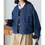 デニムジャケット gジャン リングスナップ ノーカラーデニムジャケット／カーディガンライクデニムジャケット レディース