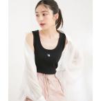 ショッピングタンクトップ タンクトップ ノースリーブ 「洗える」フロントロゴ刺繍タンクトップ レディース