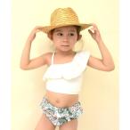 水着 ワンショルダー水着フリル柄パンツ２点セット ベビーキッズ キッズ 子供 女の子