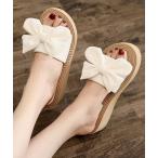 ショッピングウェッジソール サンダル リブリボンデザインウェッジソールサンダル レディース
