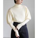 ニット セーター パフスリーブタートルネックニット レディース