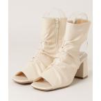 サンダル +7.5cm スクエアギャザーブーツサンダル レディース