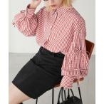 ブラウス シャツ 袖リボンボリュームスリーブオーバーシャツ レディース