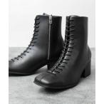 ブーツ ハイヒール スクエアトゥ センターシーム レースアップブーツ / ヒールブーツ メンズ