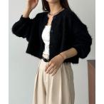 カーディガン ショートシャギーニットカーディガン レディース