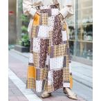 ショッピングパッチワーク パンツ パッチワークプリントワイドパンツ レディース