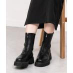 ブーツ 厚底 軽量 フロントファスナー ミドルブーツ レディース