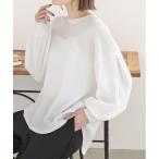 tシャツ ボリュームタックスリーブ ワッフルカットソー レディース